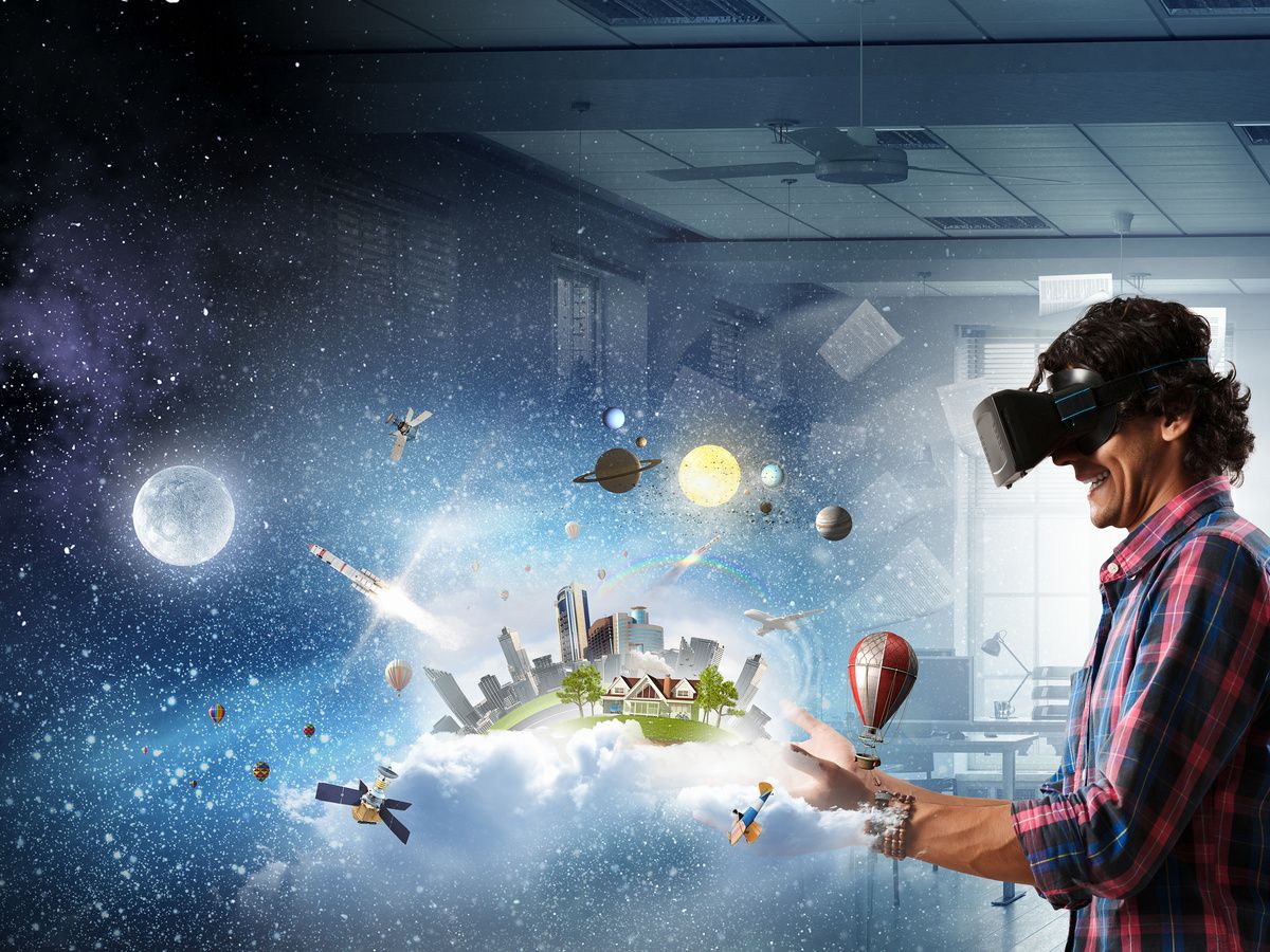 Man in virtual helmet 