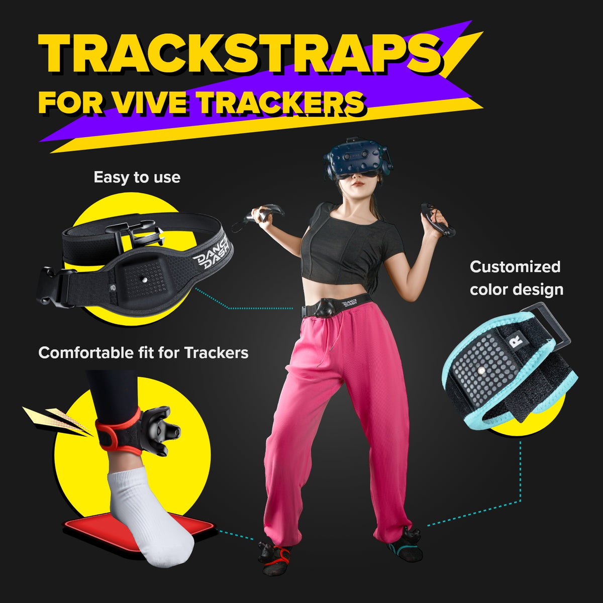 VIVE トラッカー トラックストラップ + ダンス ダッシュ ゲーム キー