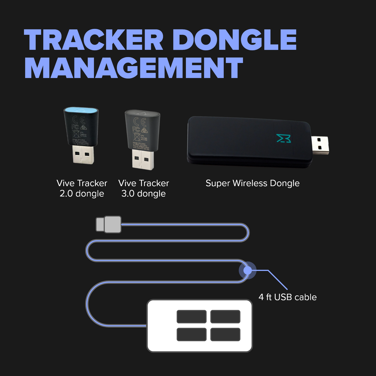 VIVE トラッカー ドングル用 4 ポート USB ハブ |現実を拒否する